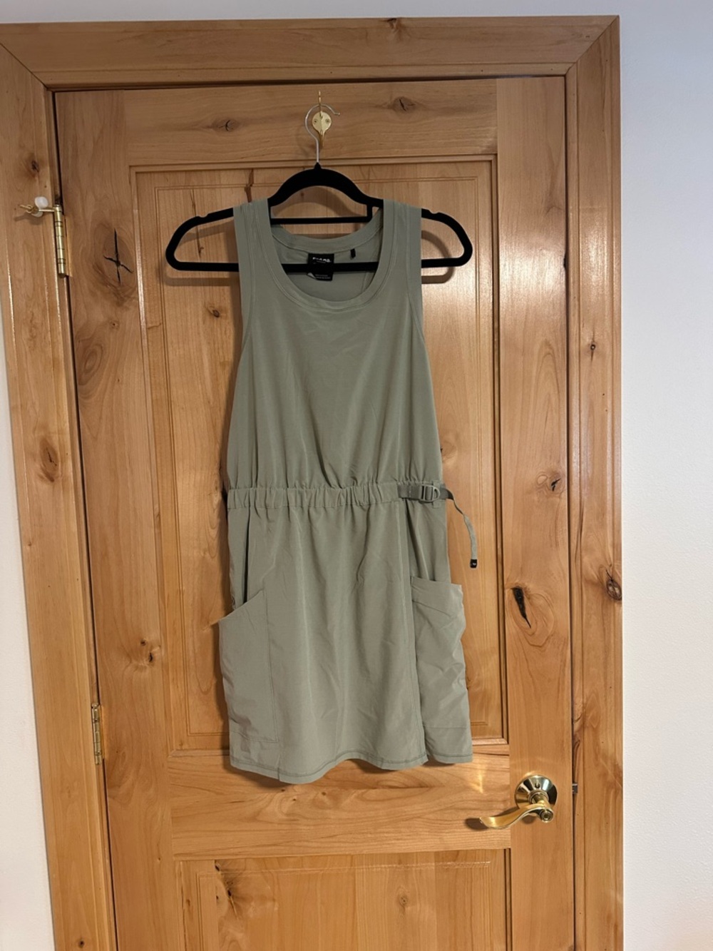 Prana Sage Green Sleeveless Drawstring Pocket Dress